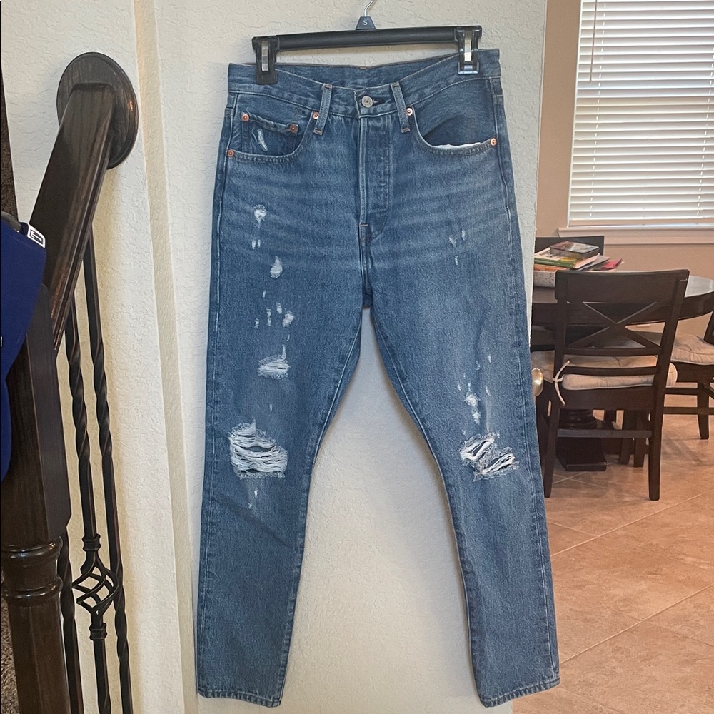 Levi's Blue Distressed Skinny Jeans